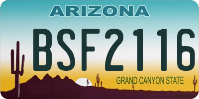 AZ license plate BSF2116