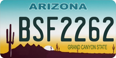 AZ license plate BSF2262