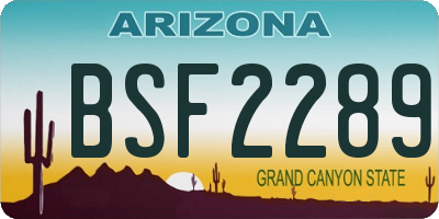 AZ license plate BSF2289