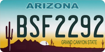 AZ license plate BSF2292