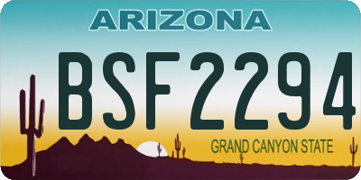 AZ license plate BSF2294