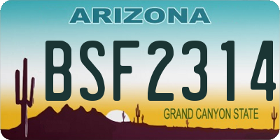 AZ license plate BSF2314