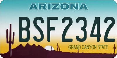 AZ license plate BSF2342