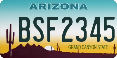 AZ license plate BSF2345