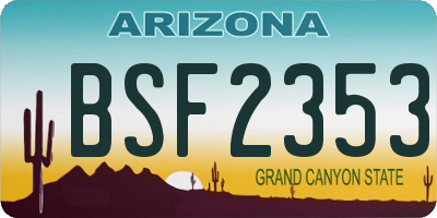 AZ license plate BSF2353