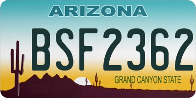 AZ license plate BSF2362