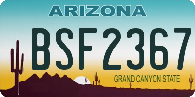 AZ license plate BSF2367