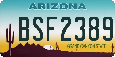 AZ license plate BSF2389