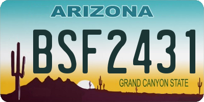AZ license plate BSF2431