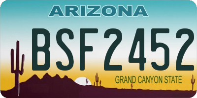 AZ license plate BSF2452