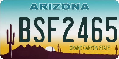 AZ license plate BSF2465