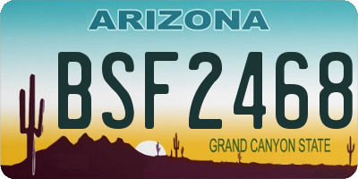 AZ license plate BSF2468