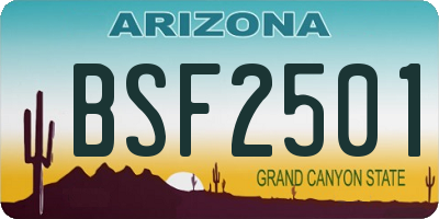 AZ license plate BSF2501