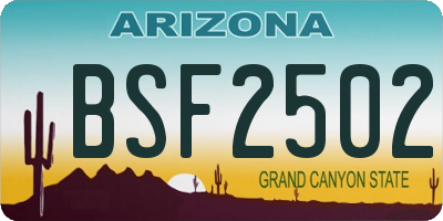 AZ license plate BSF2502