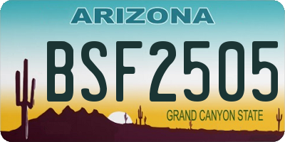 AZ license plate BSF2505