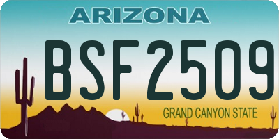 AZ license plate BSF2509