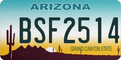 AZ license plate BSF2514