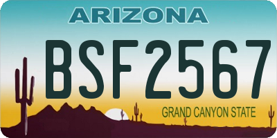 AZ license plate BSF2567
