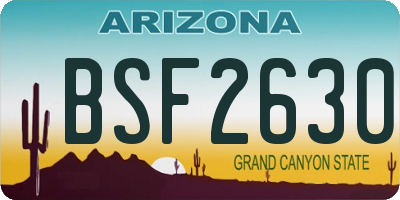 AZ license plate BSF2630