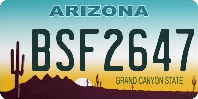 AZ license plate BSF2647