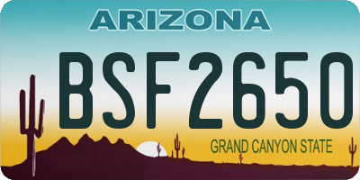 AZ license plate BSF2650