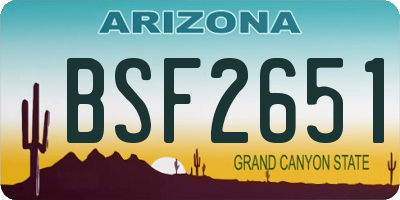 AZ license plate BSF2651