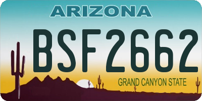 AZ license plate BSF2662