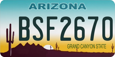 AZ license plate BSF2670