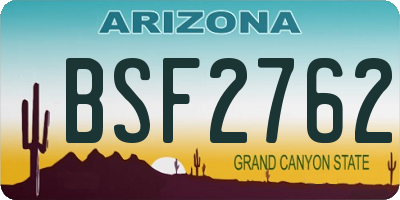 AZ license plate BSF2762
