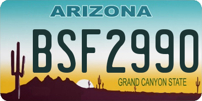 AZ license plate BSF2990