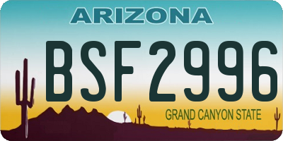 AZ license plate BSF2996
