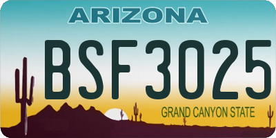 AZ license plate BSF3025