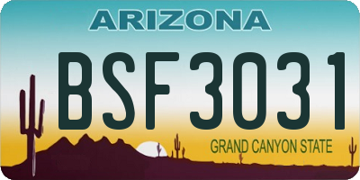 AZ license plate BSF3031