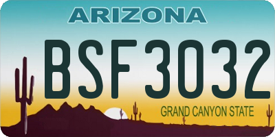 AZ license plate BSF3032