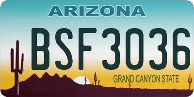AZ license plate BSF3036