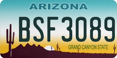 AZ license plate BSF3089