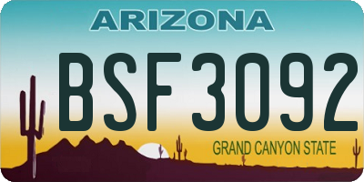 AZ license plate BSF3092