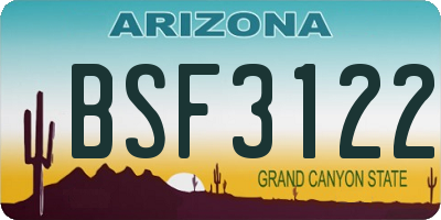 AZ license plate BSF3122