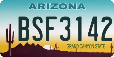 AZ license plate BSF3142