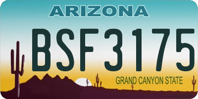 AZ license plate BSF3175