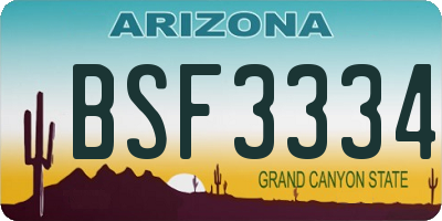 AZ license plate BSF3334