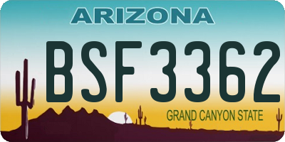 AZ license plate BSF3362