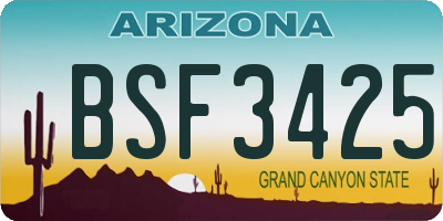 AZ license plate BSF3425