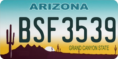 AZ license plate BSF3539