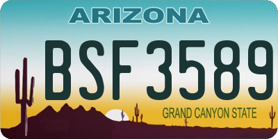 AZ license plate BSF3589