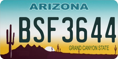 AZ license plate BSF3644