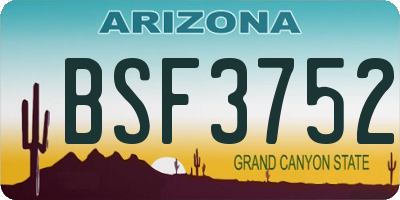 AZ license plate BSF3752