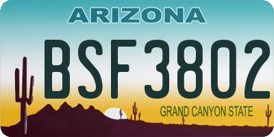AZ license plate BSF3802