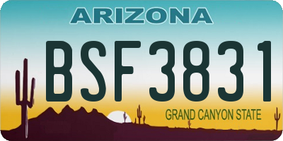 AZ license plate BSF3831