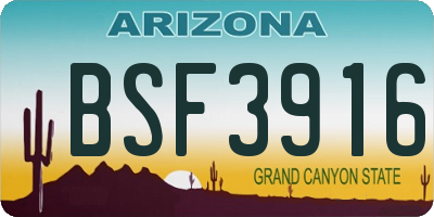 AZ license plate BSF3916